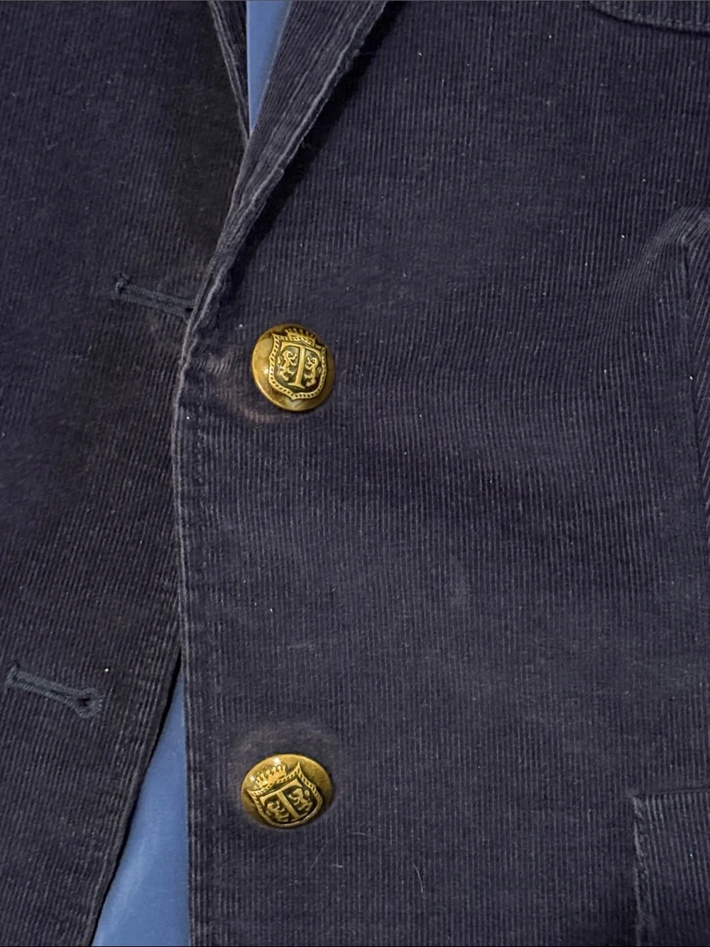 Talbots Navy Corduroy Blazer with Blue Lining